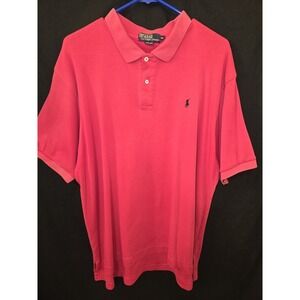 Polo Ralph Lauren Pink Black Pony Shirt Button Collar Men's Large 100% Cotton